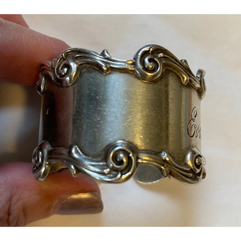 Antique Sterling National Silver Co Napkin Ring Engraved Evangeline - Picture 5 of 7